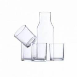 Pack de Jarra de Vidrio 1.5 Lt. con tapa de plástico + Vasos multicolores  500 ml