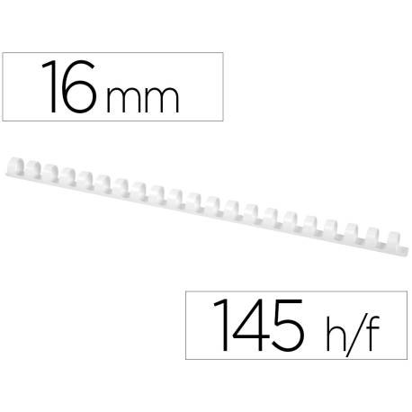 Canutillo q-connect redondo 16 mm plastico blanco capacidad 145 hojas caja de 50 unidades
