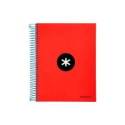 CUADERNO ESPIRAL LIDERPAPEL A5 MICRO ANTARTIK TAPA FORRADA120H 90GR CUADRO 5MM 5 BANDAS 6 TALADROS COLORES SURTIDOS