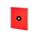 CUADERNO ESPIRAL LIDERPAPEL A5 MICRO ANTARTIK TAPA FORRADA120H 90GR CUADRO 5MM 5 BANDAS 6 TALADROS COLORES SURTIDOS