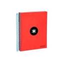 CUADERNO ESPIRAL LIDERPAPEL A5 MICRO ANTARTIK TAPA FORRADA120H 90GR CUADRO 5MM 5 BANDAS 6 TALADROS COLORES SURTIDOS